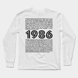 1986 Fun Facts T-Shirt - Celebrate Your Birthday Year with Retro Style Long Sleeve T-Shirt